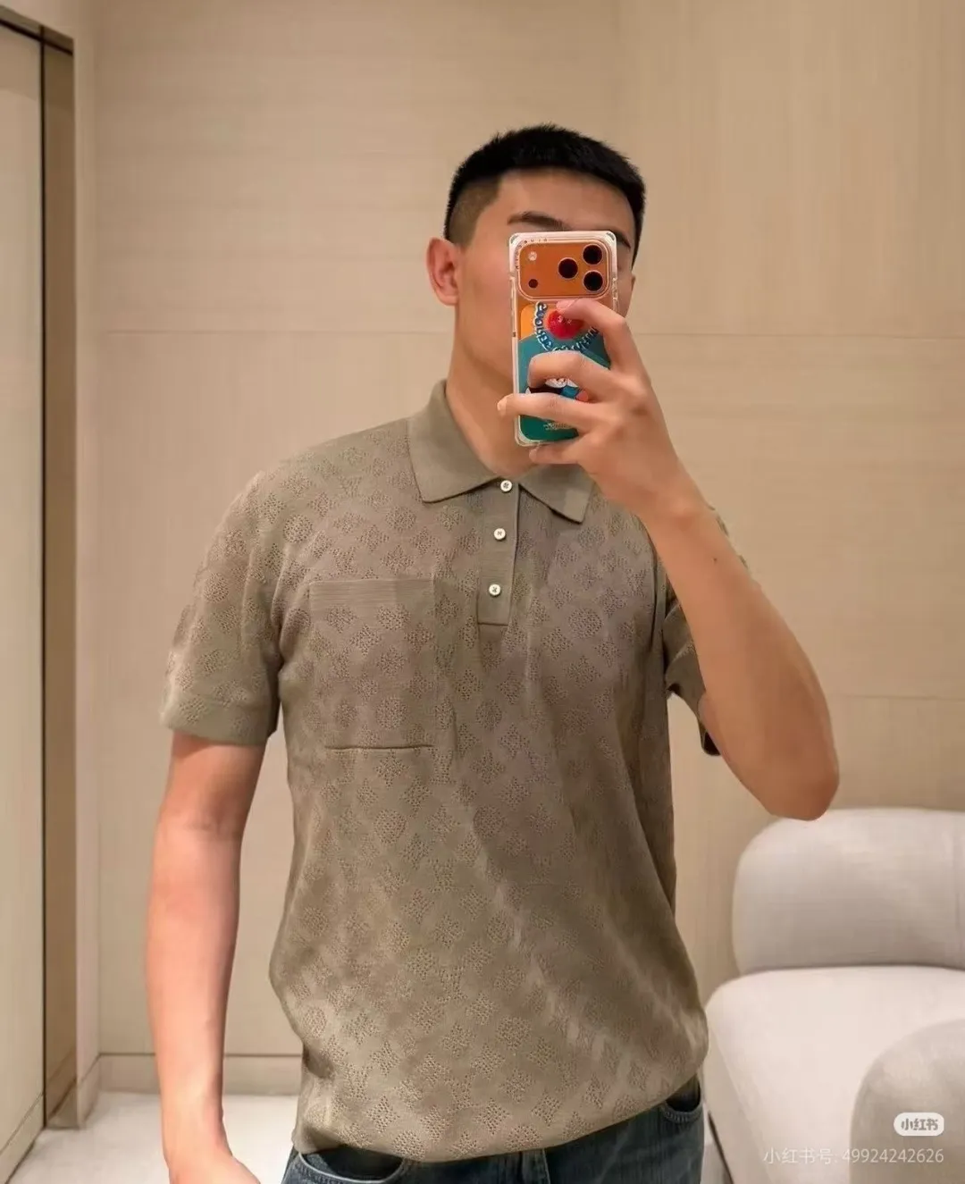 Louis Vuitton/Louis Vuitton 26ss hollow presbyopic knitted Polo short sleeves